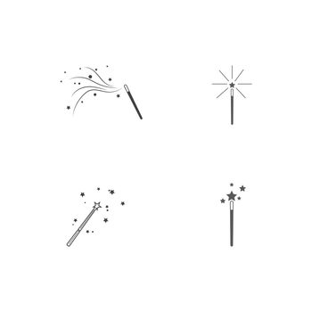 Set Wand magic stick Logo Template vector symbol