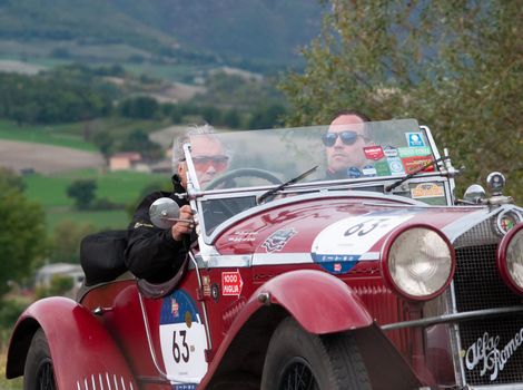ALFA ROMEO 6C 1750 GS ZAGATO on an old racing car in rally Mille Miglia 2020 the famous italian historical race (1927-1957)