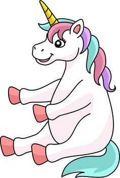 Sitting Unicorn Cartoon Colored Clipart