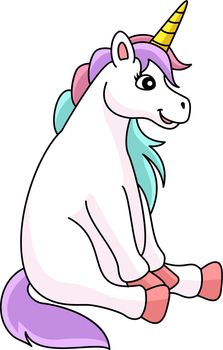 Sitting Unicorn Cartoon Colored Clipart