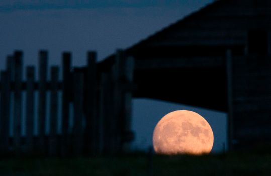 Full Moon Through Barn