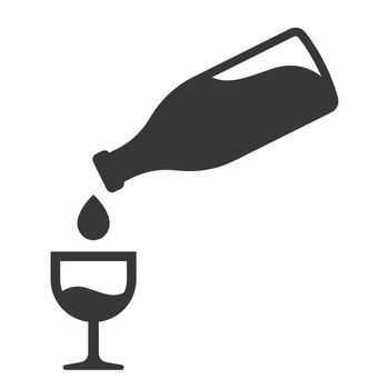 icon pouring wine into a glass. a bottle of alcohol.