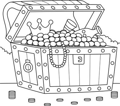 Big Treasure Chest Coloring Page for Kids