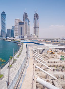 Dubai, UAE - May 15, 2018: Construction of a subway station in Dubai.