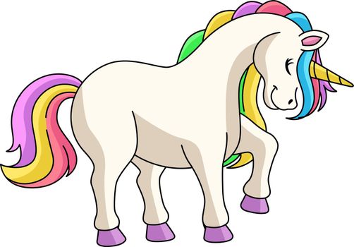 Unicorn In A Forest Cartoon Clipart