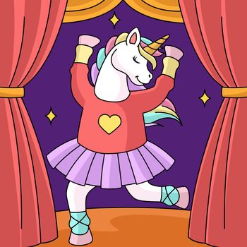 Unicorn Ballerina Dancing Colored Cartoon