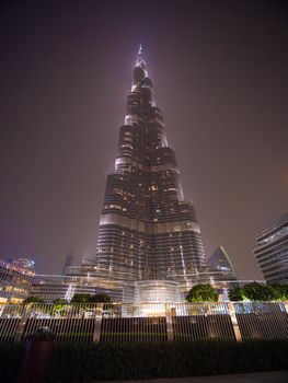 Dubai, UAE - May 15, 2018: Night view of Burj Khalifa.