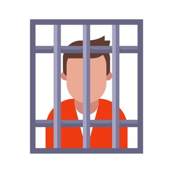 a criminal in an iron cage. the person went to jail.