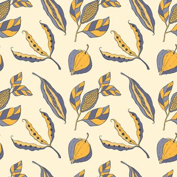 Seed pods style doodle pattern seamless like physalis beans.