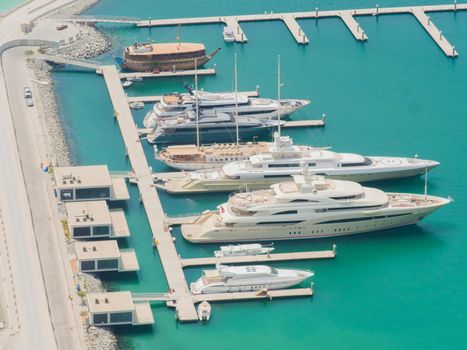 Boats and boats at the pier in Dubai.