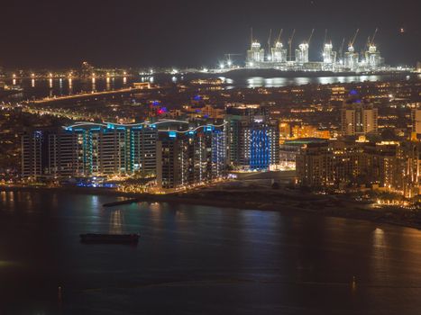 View from the height of the Palm Jumeirah at night.