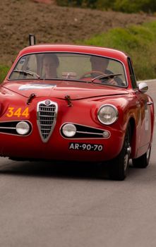 ALFA ROMEO 1900 C SUPER SPRINT TOURING 1955 on an old racing car in rally Mille Miglia 2020 the famous italian historical race (1927-1957)