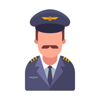 mustachioed pilot of a passenger plane.