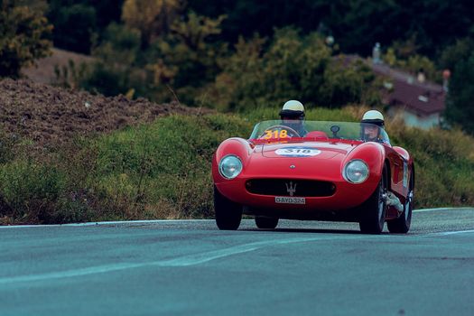 MASERATI 150 S 1955 on an old racing car in rally Mille Miglia 2020 the famous italian historical race (1927-1957)