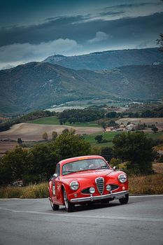 ALFA ROMEO 1900 C SUPER SPRINT 1954 on an old racing car in rally Mille Miglia 2020 the famous italian historical race (1927-1957)