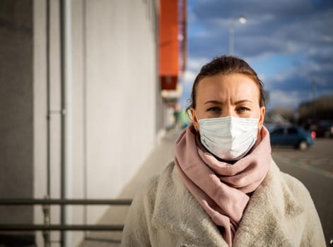 A picture of a girl in a mask. isolated Covid-19 pandemic.