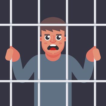 male criminal behind bars