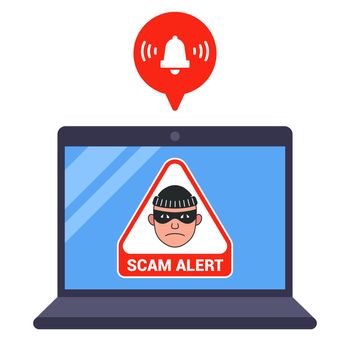 scam threat message on laptop.