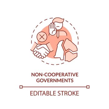 Non cooperative governments terracotta concept icon