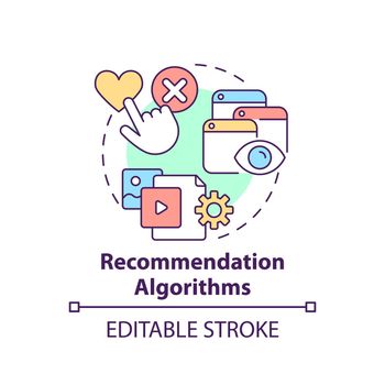 Recommendation algorithms concept icon