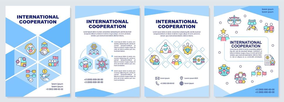 International cooperation blue brochure template