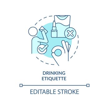 Drinking etiquette turquoise concept icon