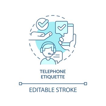 Telephone etiquette turquoise concept icon