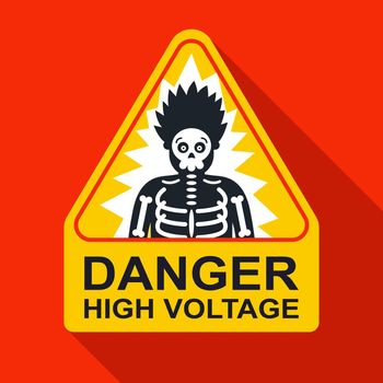 triangular label man electric shock. carefully high voltage.