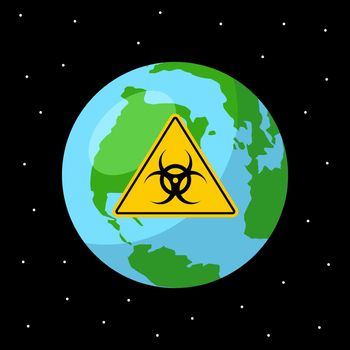 biological disaster on planet earth. global infection flat icon.