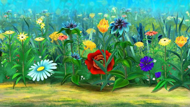 Colorful wild flowers in the grass 02