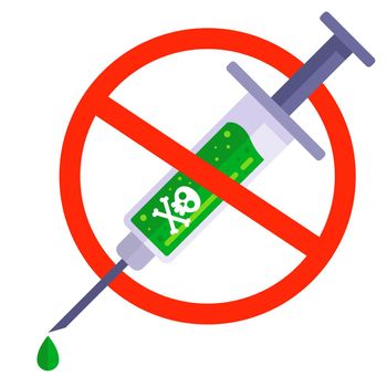 people against vaccination. syringe with poison. dangerous injection.