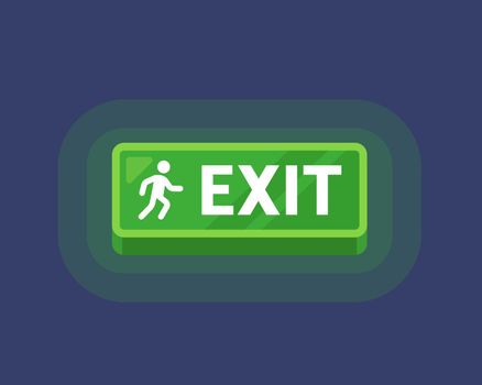 green sign above the exit door. luminous box exit.