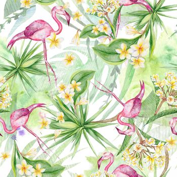Watercolor Floral Exotic Tropical Seamless Funny Pattern