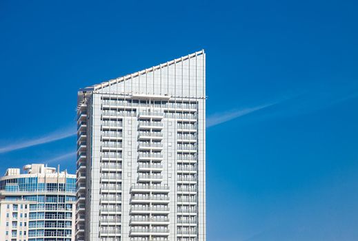 Urban Building Scyscraper Top on Blue Sky