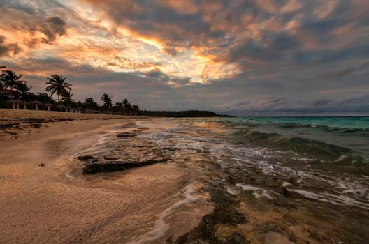 An incredible feeling at the shore of the Atlantic ocean in anticipation of sunset, Cuba