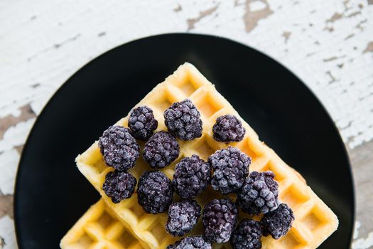 Belgian waffles with blackberry