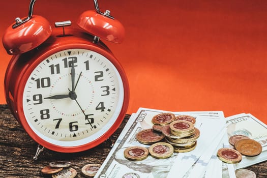 money time clock for business financial times working hours for wealth rich income concept.