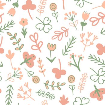 Floral leafy summer seamless pattern