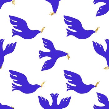 Bird of Peace Ethnic Textile Seamless Pattern. No war seamless background.