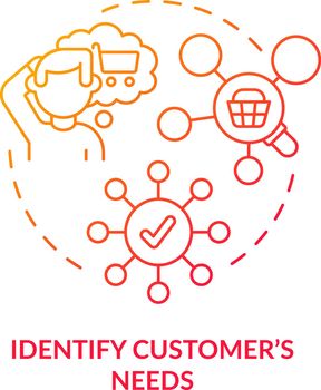Identify customers needs red concept icon
