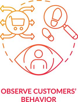 Observe customers behavior red concept icon