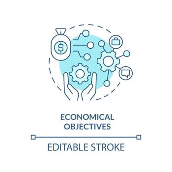 Economic objectives turquoise concept icon