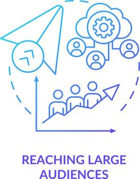 Reaching large audience blue gradient concept icon