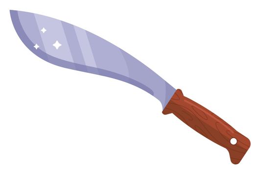 iron sharp machete with a wooden handle.