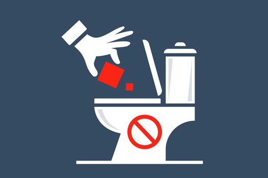 throw household waste into the toilet.