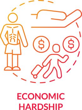 Economic hardship red concept icon