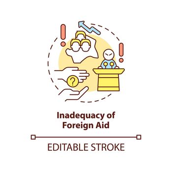 Inadequacy of foreign aid concept icon