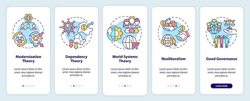 Society development theories onboarding mobile app screen