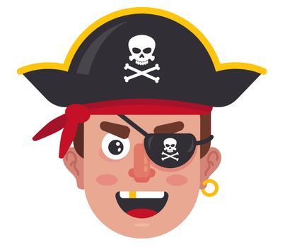 the head of a pirate with a hat and an eye patch.