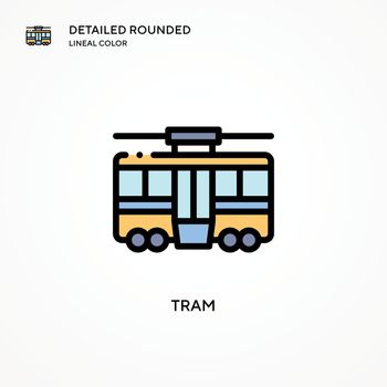 Tram vector icon. Modern vector illustration concepts. Easy to edit and customize.